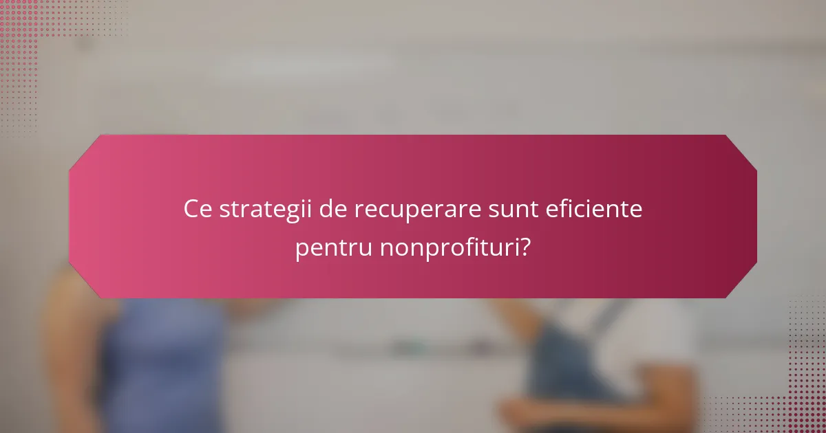 Ce strategii de recuperare sunt eficiente pentru nonprofituri?